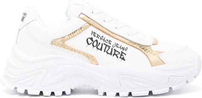 Versace Jeans Couture logo graffiti-print panelled sneakers White