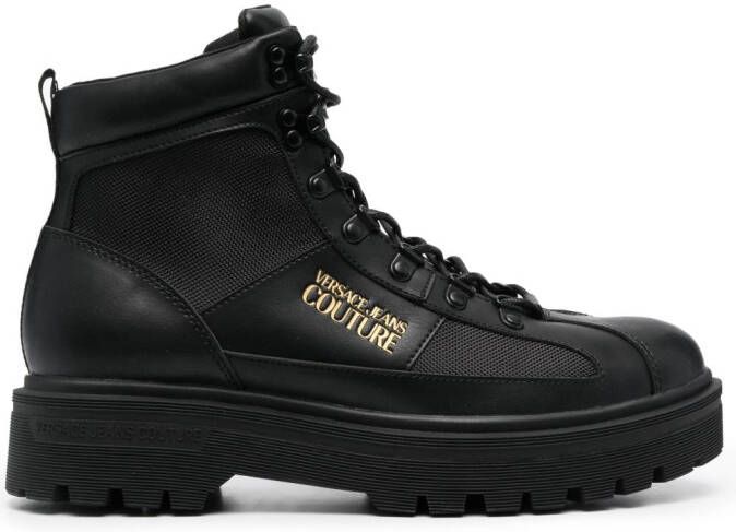 Versace Jeans Couture logo-lettering lace-up boots Black