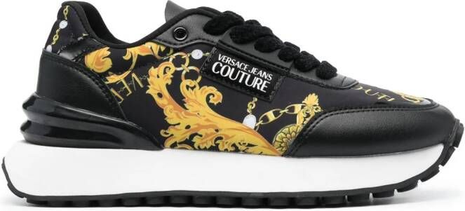Versace Jeans Couture logo-patch almond-toe sneakers Black