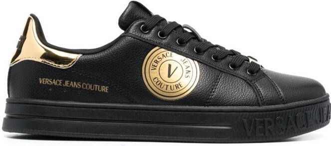 Versace Jeans Couture logo-patch leather low-top sneakers Black