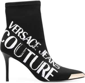 Versace Jeans Couture logo print 90mm ankle boots Black