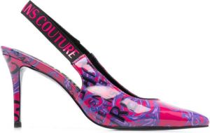 Versace Jeans Couture logo-print 90mm slingback pumps Pink