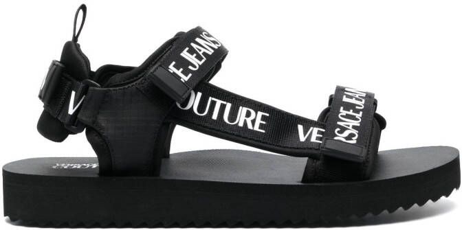 Versace Jeans Couture logo-print flat sandals Black