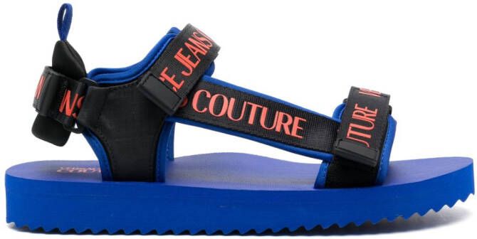 Versace Jeans Couture logo-print flat slides Black