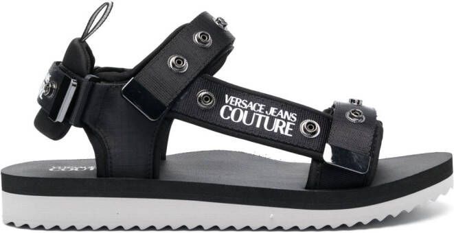 Versace Jeans Couture logo-print flat slides Black