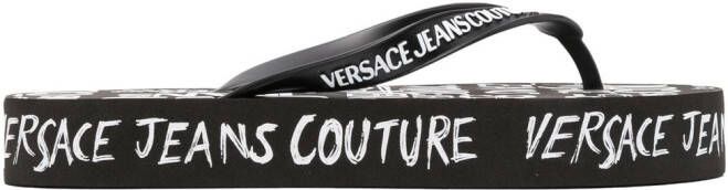 Versace Jeans Couture logo-print flip flops Black