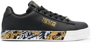 Versace Jeans Couture logo-print leather sneakers Black