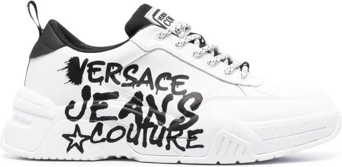 Versace Jeans Couture logo-print leather sneakers White