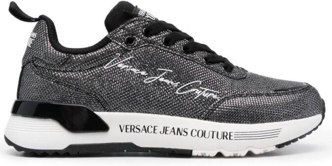 Versace Jeans Couture logo-print metallic-finish sneakers Black