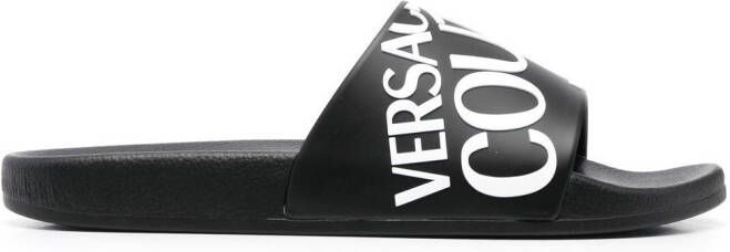 Versace Jeans Couture logo-print pool sliders Black