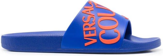 Versace Jeans Couture logo-print pool sliders Blue