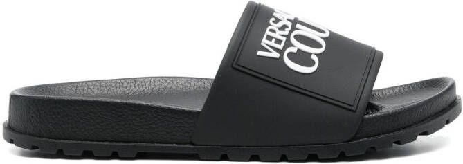 Versace Jeans Couture logo-print slides Black