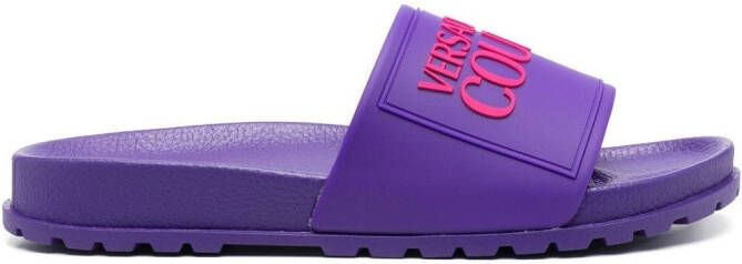 Versace Jeans Couture logo-print slides Purple