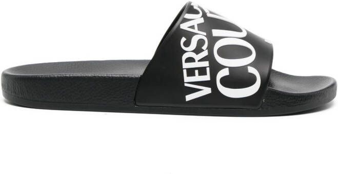 Versace Jeans Couture logo-print slip-on slides Black