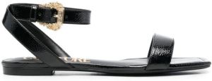 Versace Jeans Couture Millie Baroque-buckle flat sandals Black
