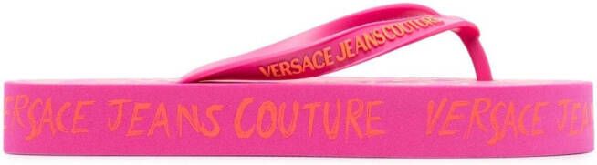 Versace Jeans Couture-print flatform flip flops Pink