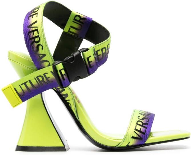 Versace Jeans Couture quick-release buckle square-toe sandals Green