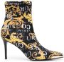 Versace Jeans Couture Scarlett 85mm Logo Brush Couture-print boots Black - Thumbnail 1