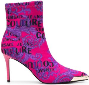Versace Jeans Couture Scarlett 85mm Logo Brush Couture-print boots Pink