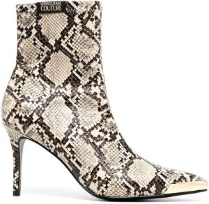 Versace Jeans Couture snakeskin-print leather stiletto boots Brown