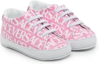 Versace Kids all-over logo-print sneakers Pink