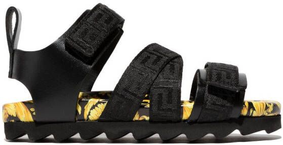 Versace Kids Barocco-print sandals Black