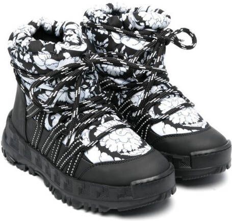Versace Kids Barocco-print snow boots Black