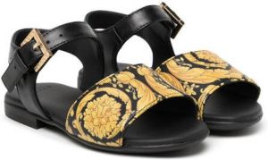 Versace Kids Baroque-print open toe sandals Black