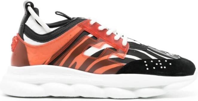 Versace Kids Chain Reaction zebra-print sneakers Black
