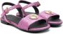 Versace Kids Crystal Hearts glitter leather sandals Pink - Thumbnail 1