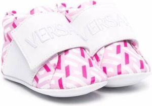 Versace Kids geometric-print leather sneakers White