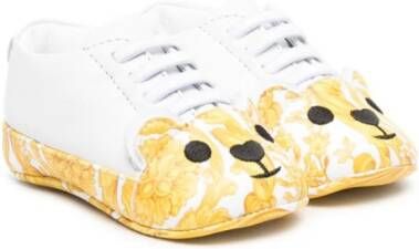 Versace Kids graphic-print leather trainers White