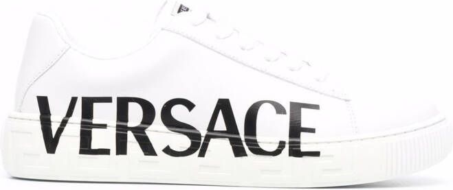 Versace Kids Greca logo-print lace-up trainers White