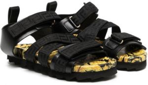 Versace Kids Greca-print touch-strap sandals Black