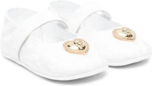 Versace Kids heart-plaque ballerina shoes White