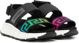 Versace Kids La Greca-print touch-strap sandals Black
