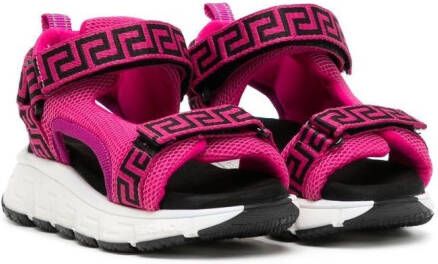 Versace Kids La Greca-print touch-strap sandals Pink