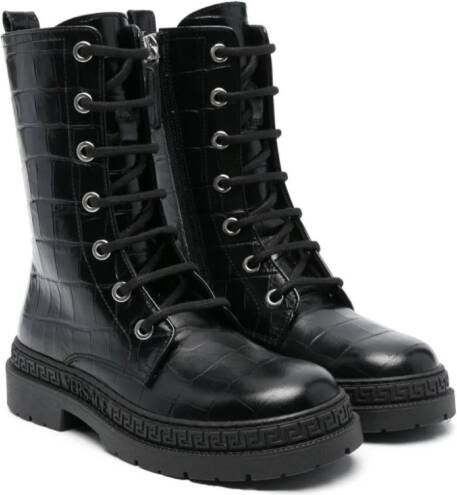 Versace Kids La Medusa leather boots Black