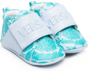 Versace Kids logo-embroidered low-top sneakers 5G390 TEAL + BABYBLUE