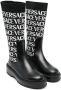 Versace Kids logo-jacquard tall boots Black - Thumbnail 1