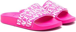 Versace Kids logo-print detail flip-flops Pink