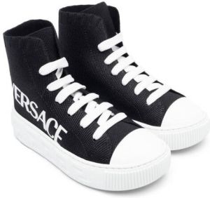 Versace Kids logo-print lace-up sneakers Black