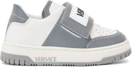 Versace Kids logo-print leather sneakers Grey