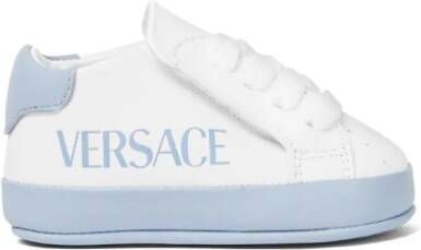 Versace Kids logo-print leather sneakers White