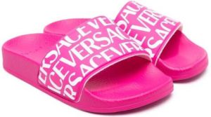 Versace Kids logo-print sliders Pink