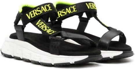 Versace Kids logo-print touch-strap sandals Black