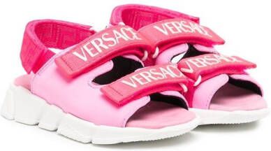Versace Kids logo-print touch-strap sandals Pink