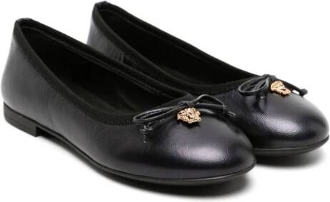 Versace Kids Medusa Head-plaque bow-detail ballerina shoes Black