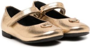 Versace Kids Medusa-heart leather ballerinas Gold