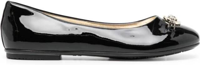 Versace Kids Medusa patent-leather ballerina shoes Black